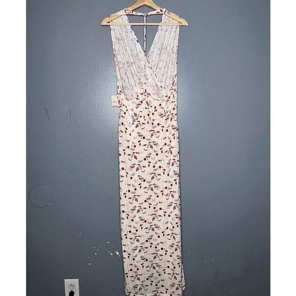 Free People Daria Floral Print Halter Maxi Dress NWT White/Red Size Medium - Picture 6 of 6